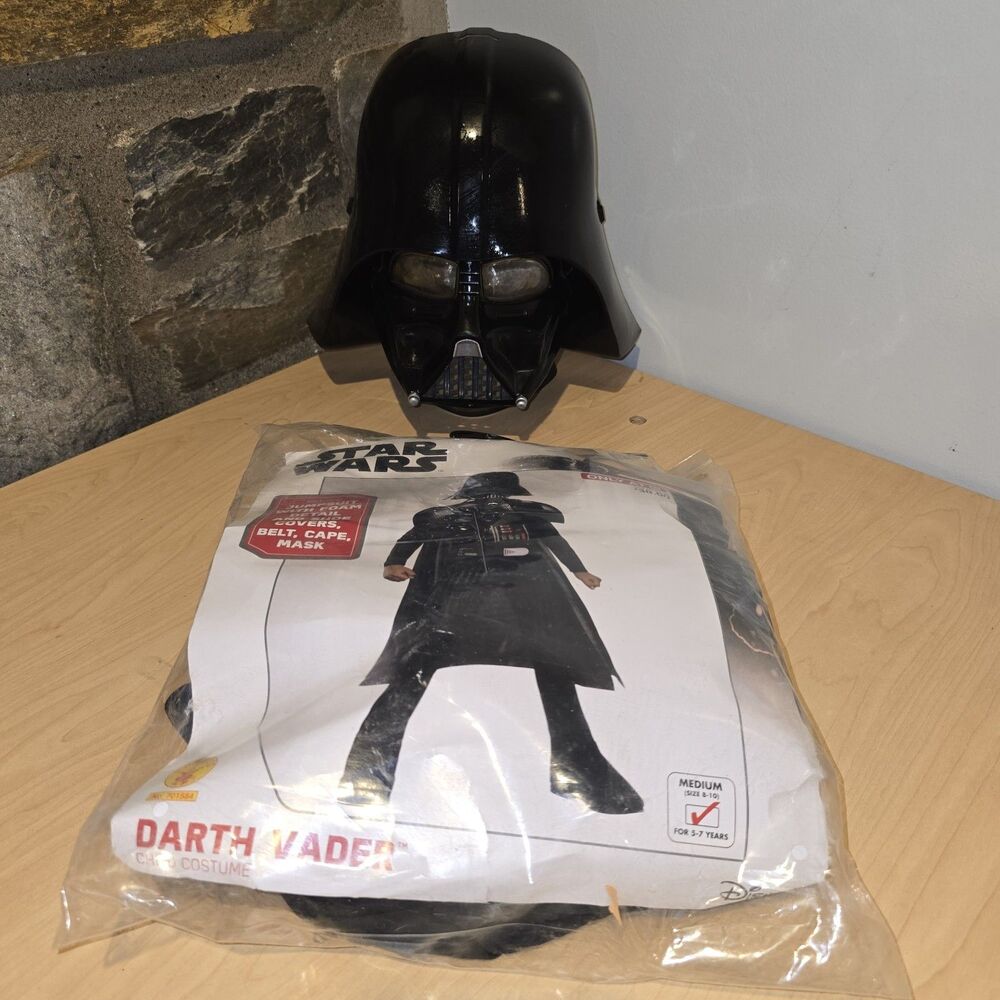 Rubie's Star Wars Darth Vader Child Costume Medium 8-10 Black Cape Mask